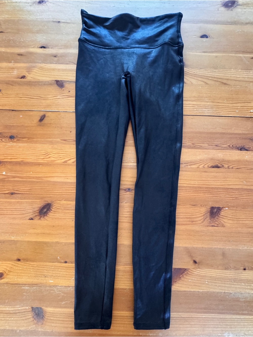 SPANX Black Faux Leather Look High-Rise Leggings